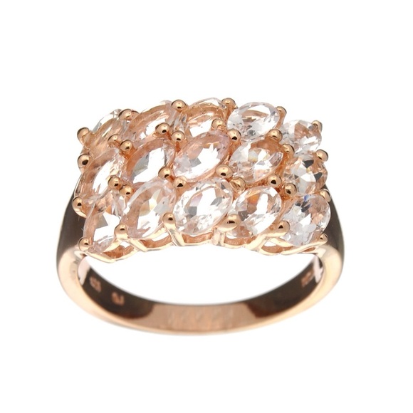 ROMANTIC 2.6 ctw Oval Morganite Cluster Ring Dinner Ring Fashion Rose Gold 7 - Picture 1 of 2